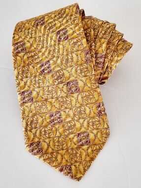 Metropolitan Museum Of Art Men's Silk Tie Gold Geo Patterned Classic Formal
